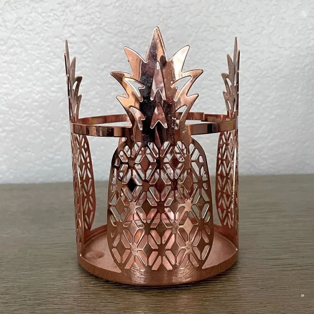 Rose Gold Pineapple Metal Cutout Candle Holder Sleeve